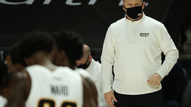 Dec 12, 2020; Richmond, Virginia, USA; VCU Rams head coach Mike Rhoades looks on from the bench against the Old Dominion Monarchs in the second half at Stuart C. Siegel Center. Mandatory Credit: Geoff Burke-USA TODAY Sports