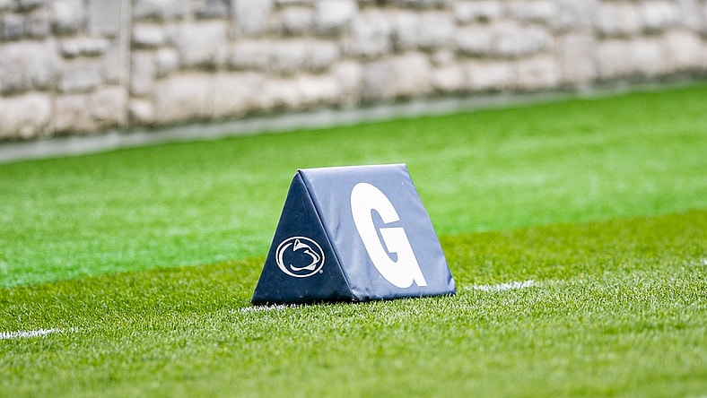 Apr 17, 2021; University Park, PA, USA; A photo of a pylon in the end zone during the Penn State spring practice at Beaver Stadium. Mandatory Credit: Mark Alberti-USA TODAY Sports