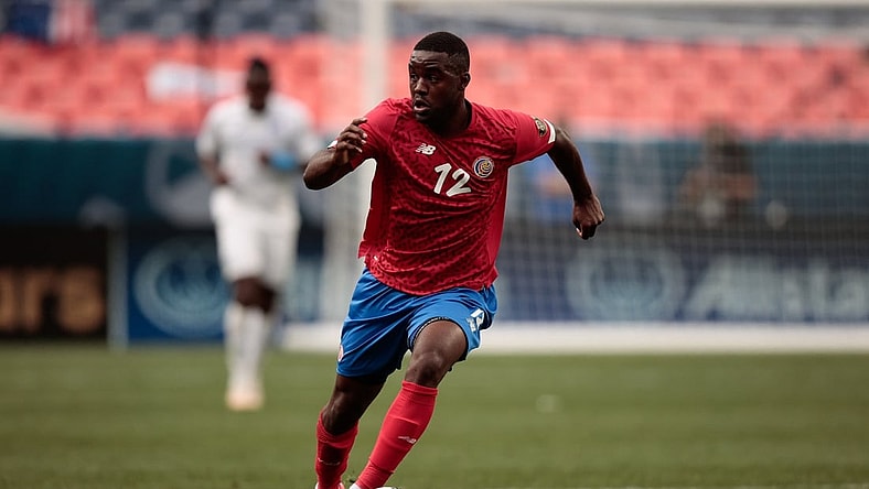 Jun 6, 2021; Denver, Colorado, USA; Costa Rica forward Joel Campbell (12) controls the ball in the first half against Honduras during the 2021 CONCACAF Nations League Finals soccer series third place match at Empower Field at Mile High. Mandatory Credit: Isaiah J. Downing-USA TODAY Sports