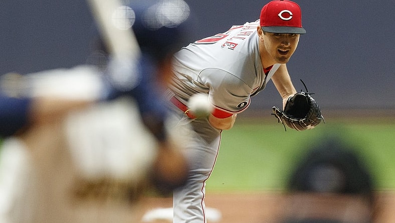Jul 8, 2021; Milwaukee, Wisconsin, USA;  Cincinnati Reds pitcher Tyler Mahle (30) throws a pitch during the first inning against the Milwaukee Brewers at American Family Field. Mandatory Credit: Jeff Hanisch-USA TODAY Sports