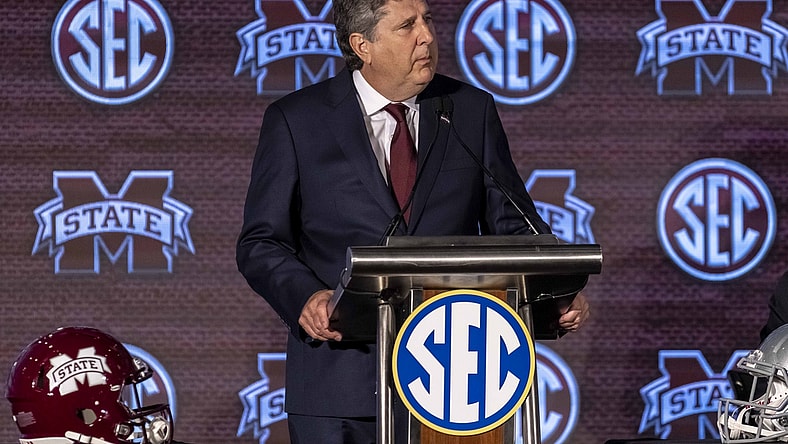 Jul 21, 2021; Hoover, Alabama, USA; Mississippi State Bulldogs head coach Mike Leach speaks to the media during SEC Media Days at Hyatt Regency Birmingham. Mandatory Credit: Vasha Hunt-USA TODAY Sports