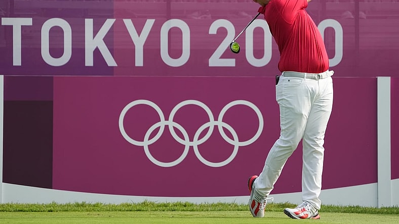 Jul 29, 2021; Tokyo, Japan; Sepp Straka (AUT) tees off on the first hole during round one of the men's individual stroke play of the Tokyo 2020 Olympic Summer Games at Kasumigaseki Country Club. Mandatory Credit: Kyle Terada-USA TODAY Sports