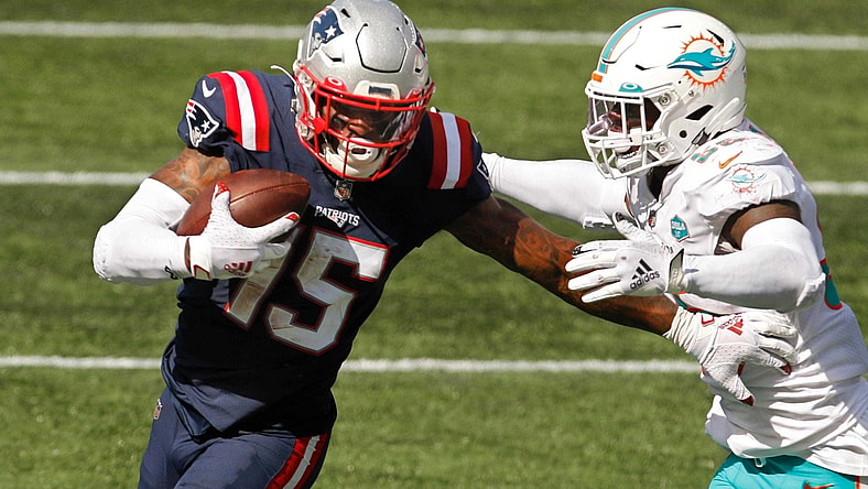 Published Caption:  Patriots receiver N'Keal Harry fends off Dolphins defender Jerome Baker after a third-quarter reception in Week 1. [The Providence Journal / Kris Craig] Original Caption:  Patriots receiver N'Keal Harry fends off Dolphins defender Jerome Baker after a third-quarter reception in Week 1.

Patriots Expecting More From N Keal Harry