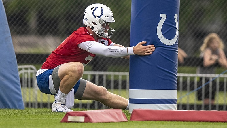 Jul 28, 2021; Westfield, IN, United States; Indianapolis Colts wide receiver Dezmon Patmon (10) at Grand Park. Mandatory Credit: Marc Lebryk-USA TODAY SportsJul 29, 2021; Westfield, IN, United States; Indianapolis Colts quarterback Carson Wentz (2) at Grand Park. Mandatory Credit: Marc Lebryk-USA TODAY Sports