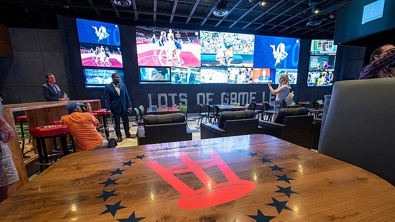 Watch multiple sports at the same time on a 9-foot tall and 32-foot wide television screen.

080421 Pmk Hollywood Casino York