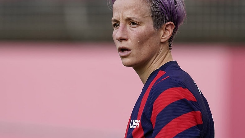 Aug 5, 2021; Ibaraki, Japan; Team United States forward Megan Rapinoe (15) in action against Australia in the first half during the bronze medal match during the Tokyo 2020 Olympic Summer Games at Ibaraki Kashima Stadium. Mandatory Credit: Grace Hollars-USA TODAY Sports