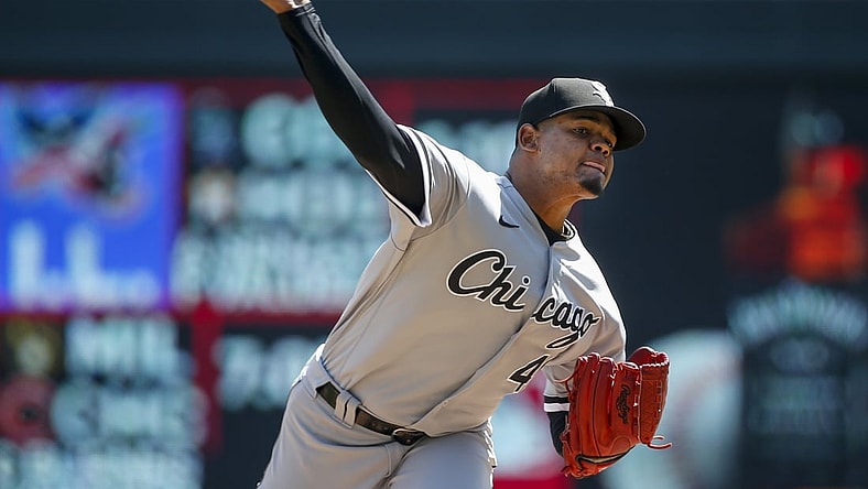 Aug 11, 2021; Minneapolis, Minnesota, USA; Chicago White Sox starting pitcher Reynaldo Lopez (40) throws to the Minnesota Twins in the first inning at Target Field. Mandatory Credit: Bruce Kluckhohn-USA TODAY Sports