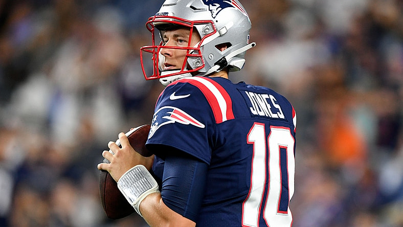 Aug 12, 2021; Foxborough, Massachusetts, USA; New England Patriots quarterback Mac Jones 10) throws the ball during a game against the Washington Football Team at Gillette Stadium. Mandatory Credit: Brian Fluharty-USA TODAY Sports