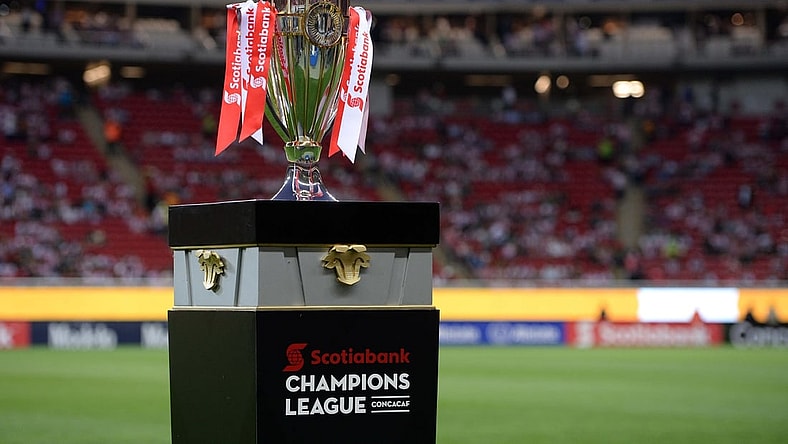 Apr 25, 2018; Guadalajara, Jalisco, Mexico; A detailed view of the CONCACAF Champions League trophy before the game between Chivas Guadalajara and the Toronto FC at Akron Stadium. Mandatory Credit: Orlando Ramirez-USA TODAY Sports