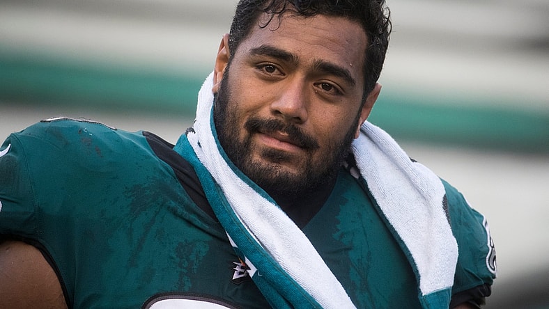 Eagles' Jordan Mailata (68) heads to the locker room after a 30-28 loss to the Baltimore Ravens Sunday, Oct. 18, 2020, at Lincoln Financial Field.

Sports Eagles Ravens