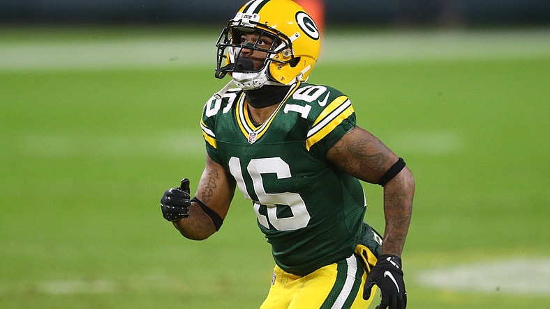 Jan 16, 2021; Green Bay, Wisconsin, USA; Green Bay Packers wide receiver Tavon Austin (16) against the Los Angeles Rams during the NFC Divisional Round at Lambeau Field. Mandatory Credit: Mark J. Rebilas-USA TODAY Sports