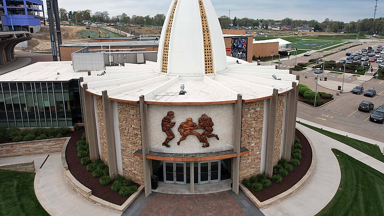 Apr 28, 2021; Canton, Ohio, USA; A general overall view of the Pro Football Hall of Fame. Mandatory Credit: Kirby Lee-USA TODAY Sports