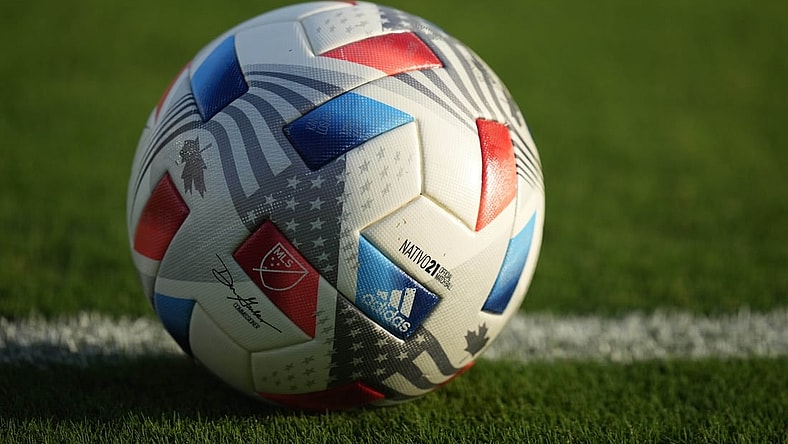 Aug 18, 2021; Fort Lauderdale, FL, USA; A general view of a match ball on the pitch prior to the match between Inter Miami CF and the Chicago Fire at DRV PNK Stadium. Mandatory Credit: Jasen Vinlove-USA TODAY Sports
