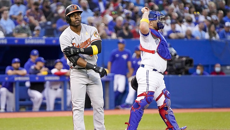 Sep 1, 2021; Toronto, Ontario, CAN; Baltimore Orioles center fielder Cedric Mullins (31) walks during the second inning against the Toronto Blue Jays at Rogers Centre. Mandatory Credit: Kevin Sousa-USA TODAY Sports