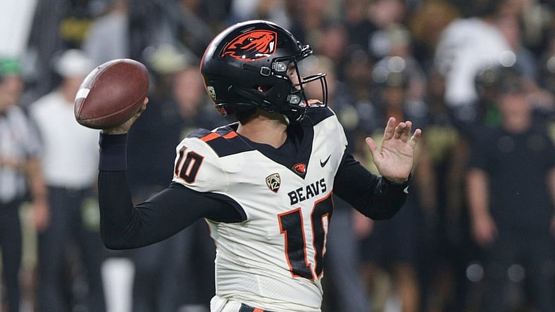 Oregon State quarterback Chance Nolan (10) throws during the third quarter of an NCAA college football game, Saturday, Sept. 4, 2021 at Ross-Ade Stadium in West Lafayette.

Cfb Purdue Vs Oregon State