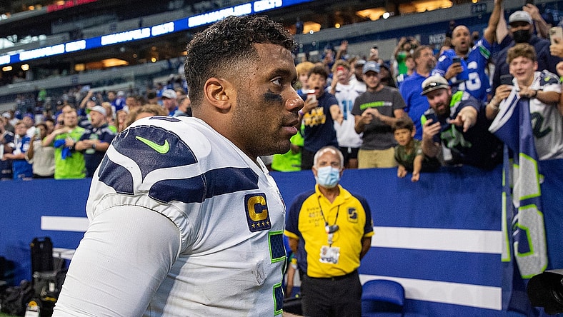 Seattle Seahawks quarterback Russell Wilson (3) leaves the field after facing the Indianapolis Colts on Sunday, Sept. 12, 2021, at Lucas Oil Stadium and Indianapolis. The Seahawks defeated the Colts, 28-16.

Indianapolis Colts And Seattle Seahawks On Nfl Week 1 At Lucas Oil Stadium Sunday Sept 12 2021
