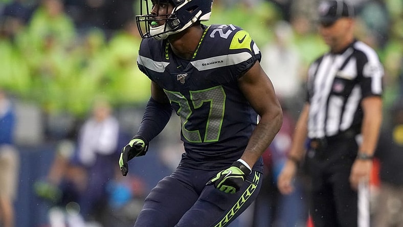 Aug 29, 2019; Seattle, WA, USA;  Seattle Seahawks defensive back Marquise Blair (27) in the first quarter against the Oakland Raiders at CenturyLink Field. Mandatory Credit: Kirby Lee-USA TODAY Sports