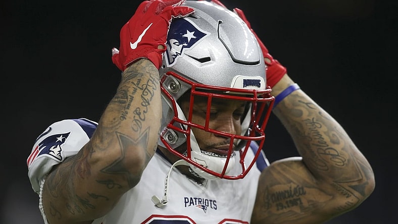 Dec 1, 2019; Houston, TX, USA; New England Patriots strong safety Patrick Chung (23) warms up before playing against the Houston Texans at NRG Stadium. Mandatory Credit: Thomas B. Shea-USA TODAY Sports