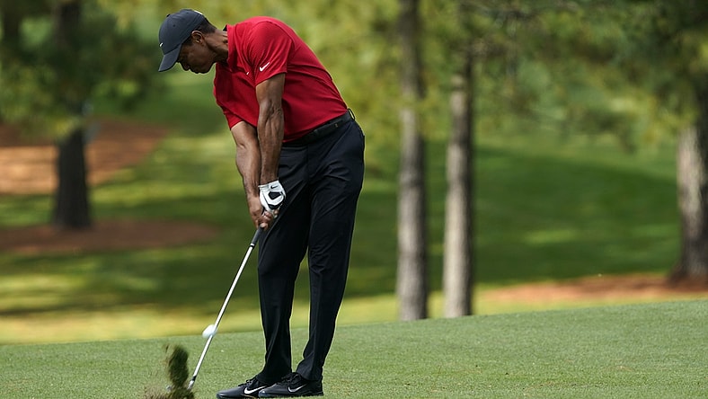 File photo: Tiger Woods plays his shot from the 17th fairway during the final round of The Masters golf tournament at Augusta National GC. Mandatory Credit: Michael Madrid-USA TODAY Sports