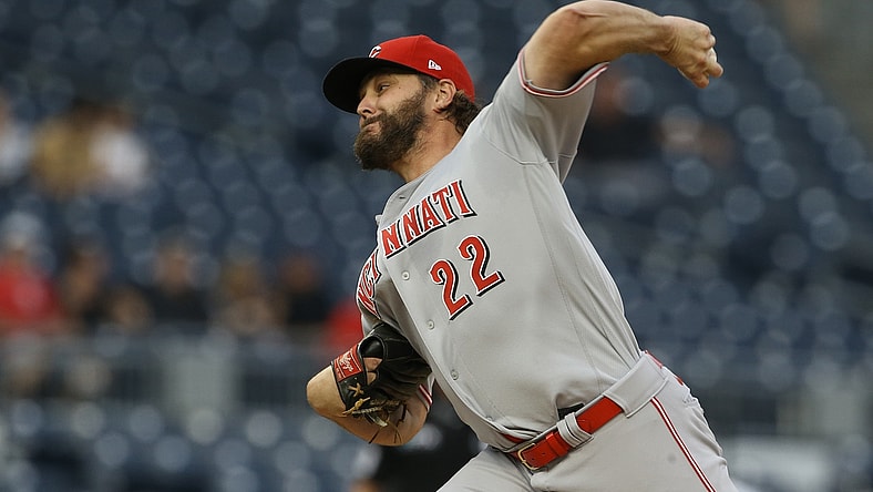 Sep 14, 2021; Pittsburgh, Pennsylvania, USA; Cincinnati Reds starting pitcher Wade Miley (22) delivers against the Pittsburgh Pirates during the first inning at PNC Park. Mandatory Credit: Charles LeClaire-USA TODAY Sports