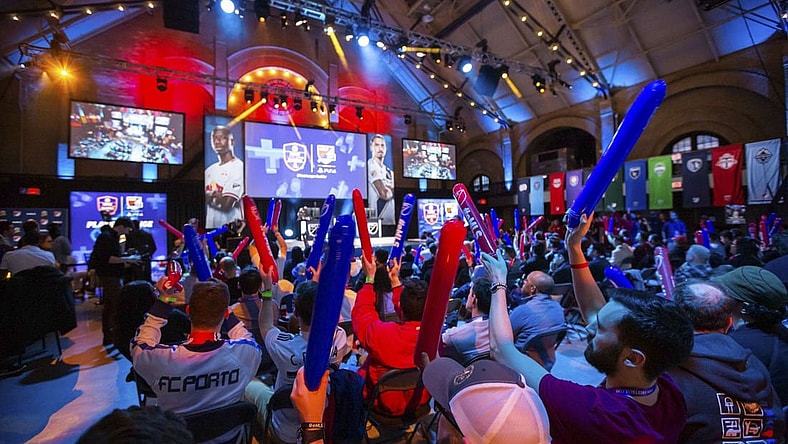 Mar 30, 2019; Boston, MA, USA; Fans cheer during the eMLS Cup event at The Castle at Park Plaza . Mandatory Credit: Paul Rutherford-USA TODAY Sports