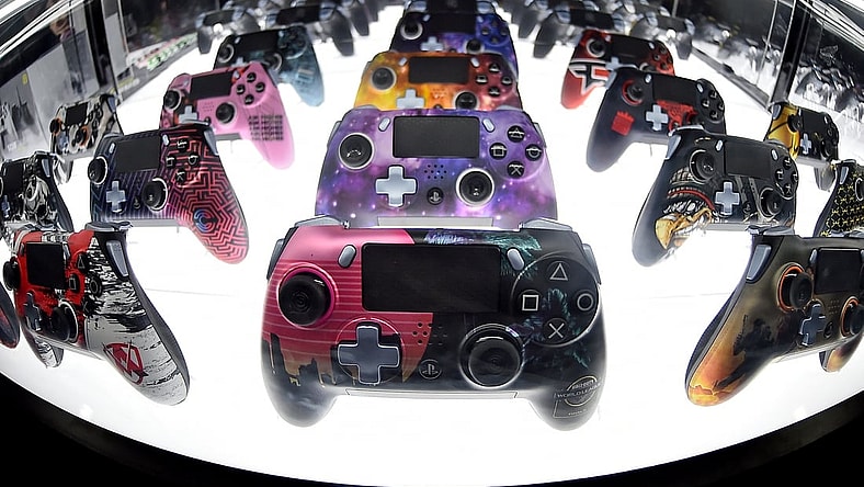 Jul 21, 2019; Miami Beach, FL, USA; A general view of gaming controllers on display during the Call of Duty League Finals e-sports event at Miami Beach Convention Center. Mandatory Credit: Jasen Vinlove-USA TODAY Sports