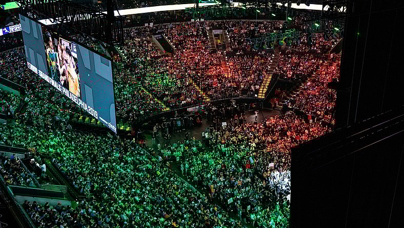 Sep 29, 2019; Philadelphia, PA, USA; General view during the Overwatch League Grand Finals e-sports event at Wells Fargo Center. Mandatory Credit: Bill Streicher-USA TODAY Sports