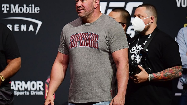 Sep 24, 2021; Las Vegas, Nevada, USA; UFC president Dana White in attendance during weigh-ins for UFC 266 at Park Theater. Mandatory Credit: Gary A. Vasquez-USA TODAY Sports