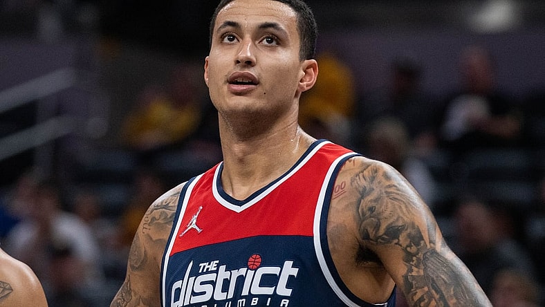 Dec 6, 2021; Indianapolis, Indiana, USA; Washington Wizards forward Kyle Kuzma (33) in the first half against the Indiana Pacers at Gainbridge Fieldhouse. Mandatory Credit: Trevor Ruszkowski-USA TODAY Sports