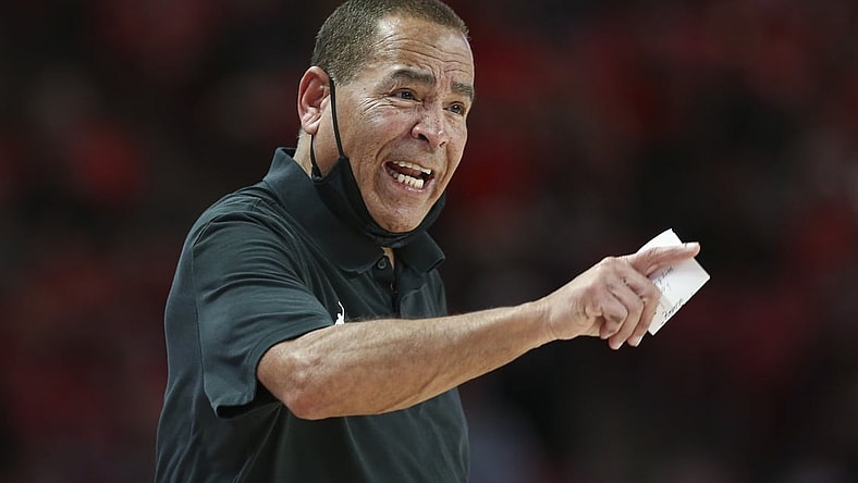 Dec 22, 2021; Houston, Texas, USA; Houston Cougars head coach Kelvin Sampson reacts during the second half against the Texas State Bobcats at Fertitta Center. Mandatory Credit: Troy Taormina-USA TODAY Sports