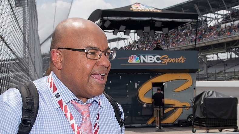 NBC Sports commentator Mike Tirico in pit row during Carb Day at the Indianapolis Motor Speedway on Friday, May 24, 2019.

Carb Day At The Indianapolis Motor Speedway