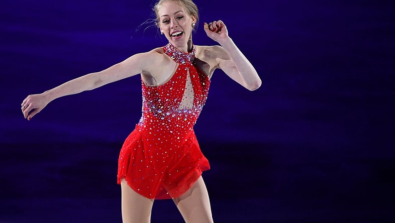 Jan 17, 2021; Las Vegas, Nevada, USA; Bradie Tennell performs during the Skating Spectacular event at the 2021 U.S. Figure Skating Championships at Orleans Arena. Mandatory Credit: Orlando Ramirez-USA TODAY Sports