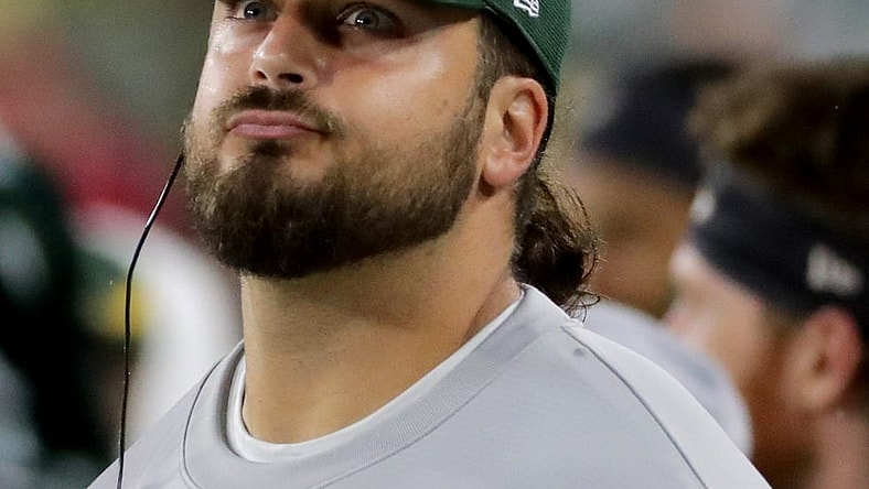 Injured Green Bay Packers offensive tackle David Bakhtiari is shown during the fourth quarter of their game Monday, September 20, 2021 at Lambeau Field in Green Bay, Wis. The Green Bay Packers beat the Detroit Lions 35-17.

Packers21 19