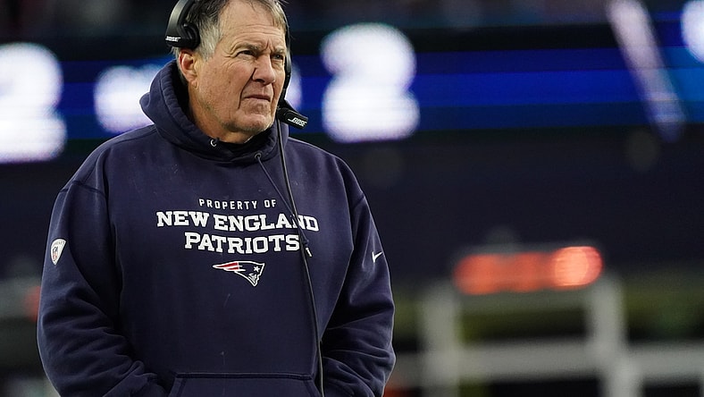 Dec 26, 2021; Foxborough, Massachusetts, USA; New England Patriots head coach Bill Belichick watches from the sideline as they take on the Buffalo Bills in the second half at Gillette Stadium. Mandatory Credit: David Butler II-USA TODAY Sports
