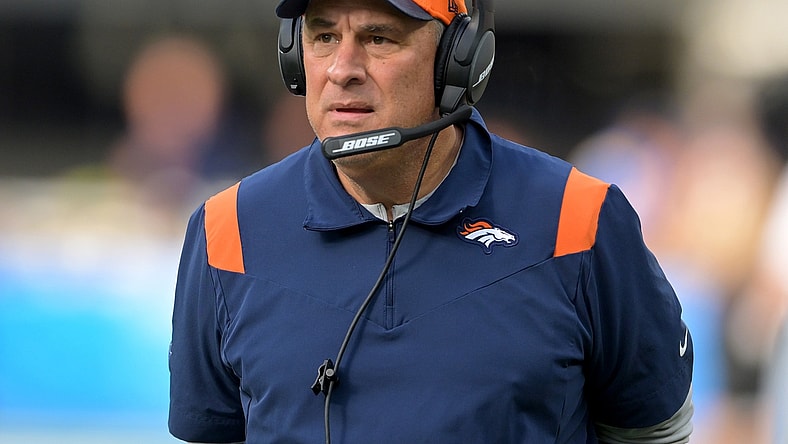 Jan 2, 2022; Inglewood, California, USA;  Denver Broncos head coach Vic Fangio looks on in the first quarter of the game against the Los Angeles Chargers at SoFi Stadium. Mandatory Credit: Jayne Kamin-Oncea-USA TODAY Sports