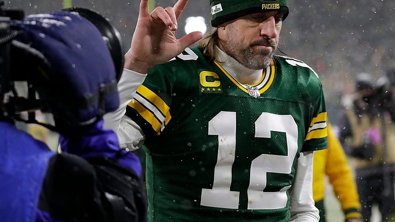 Green Bay Packers quarterback Aaron Rodgers (12) leaves the field after a 13-10 loss against the San Francisco 49ers during their NFL divisional round football playoff game Saturday January 22, 2022, at Lambeau Field in Green Bay, Wis. Dan Powers/USA TODAY NETWORK-WisconsinApc Packvs49ers 0122221161djp