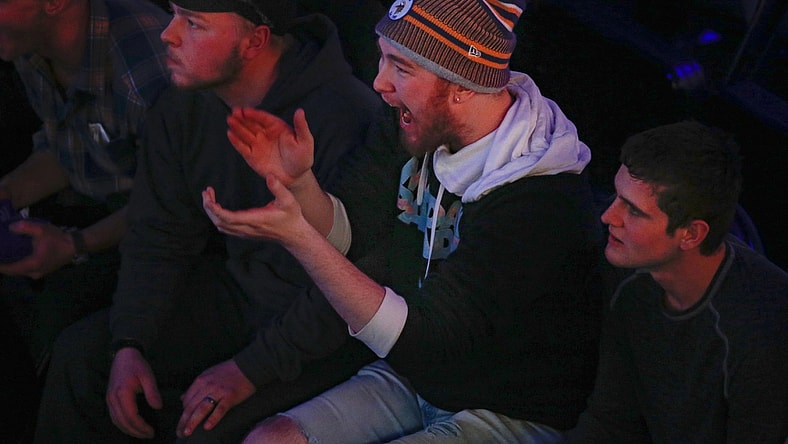 Jan 24, 2020; Minneapolis, Minnesota, USA; A fan cheers as the Dallas Empire play against the Chicago Huntsmen during the Call of Duty League Launch Weekend at The Armory. Mandatory Credit: Bruce Kluckhohn-USA TODAY Sports