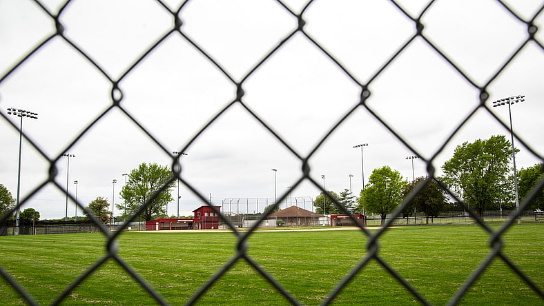 The baseball field for Iowa City High is seen through a chain link fence in center field during the novel coronavirus, COVID-19, pandemic, Wednesday, May 20, 2020, at Mercer Park in Iowa City, Iowa.

200520 Summer Sports 011 Jpg