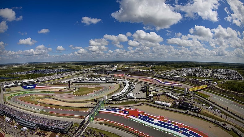 Oct 23, 2021; Austin, TX, USA; An overview of the track during the final practice session for the United States Grand Prix at Circuit of the Americas. Mandatory Credit: Jerome Miron-USA TODAY Sports