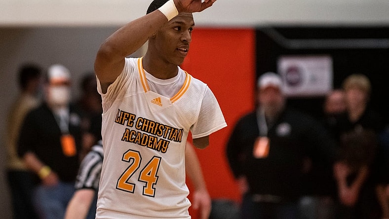Life Christian Academy player Hansel Enmanuel waves to the crowd after LCA beat Rabun Gap 66-63 during the Kevin Brown Memorial Tournament of Champions on Wednesday, Nov. 24, 2021.

Tochanselemmanuel9