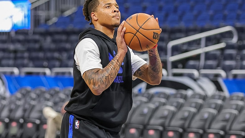 Dec 23, 2021; Orlando, Florida, USA; Orlando Magic guard Markelle Fultz (20) warms up before the game against the New Orleans Pelicans at Amway Center. Mandatory Credit: Mike Watters-USA TODAY Sports