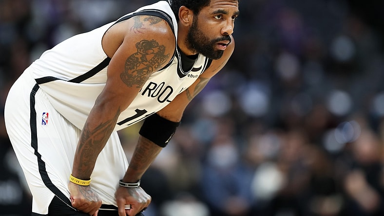 Feb 2, 2022; Sacramento, California, USA;  Brooklyn Nets guard Kyrie Irving (11) during the game against the Sacramento Kings at Golden 1 Center. Mandatory Credit: Sergio Estrada-USA TODAY Sports