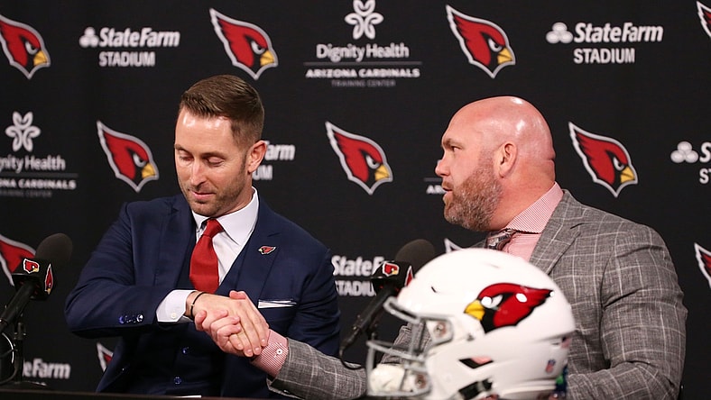Cardinals General Manager Steve Keim welcomes new head coach Kliff Kingsbury during his introductory news conference on Jan. 9.

Arizona Cardinals New Head Coach Kliff Kingsbury