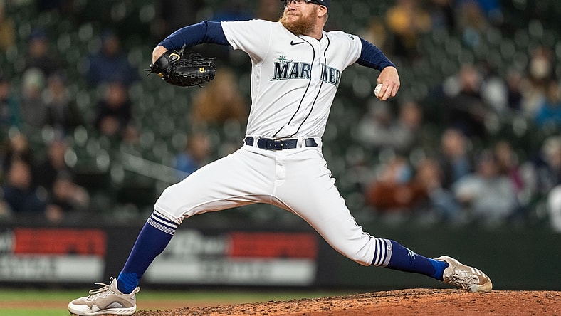 Sep 27, 2021; Seattle, Washington, USA;  Seattle Mariners reliever Sean Doolittle (62) delivers a pitch against the Oakland Athletics at T-Mobile Park. The Mariners won 13-4. Mandatory Credit: Stephen Brashear-USA TODAY Sports