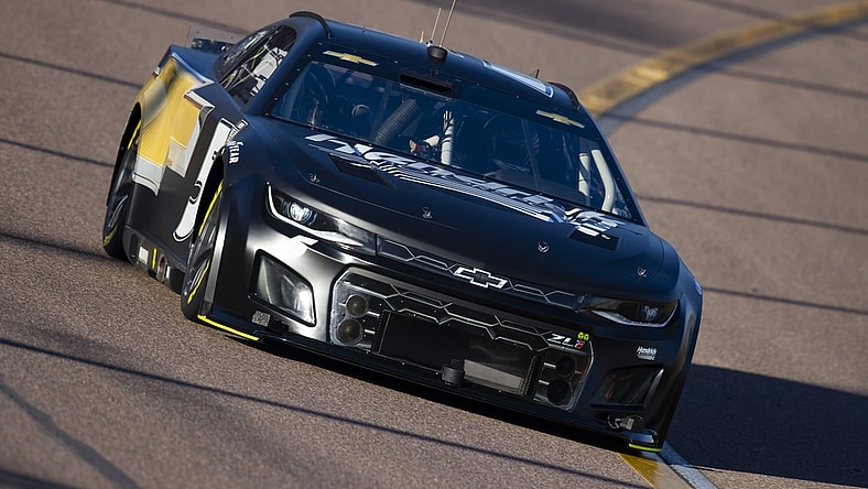 Jan 25, 2022; Avondale, AZ, USA; NASCAR Cup Series driver Kyle Larson during the Next Gen test at Phoenix Raceway. Mandatory Credit: Mark J. Rebilas-USA TODAY Sports