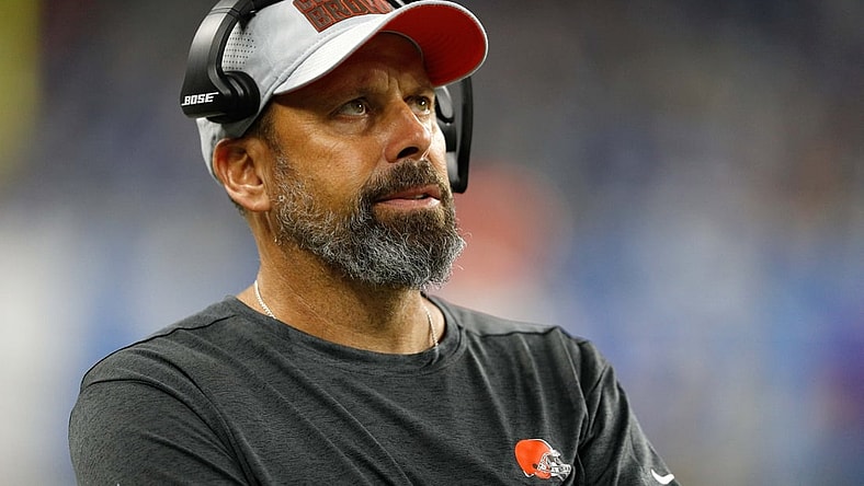 Aug 30, 2018; Detroit, MI, USA; Cleveland Browns offensive coordinator Todd Haley looks up from the sidelines during the fourth quarter against the Detroit Lions at Ford Field. Mandatory Credit: Raj Mehta-USA TODAY Sports