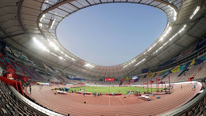 Sep 26, 2019; Doha, Qatar; General overall view of Khalifa International Stadium at the Aspire Zone. The venue is the site of the 2019 IAAF World Athletics Championships and a venue for the 2022 FIFA World Cup. Mandatory Credit: Kirby Lee-USA TODAY Sports