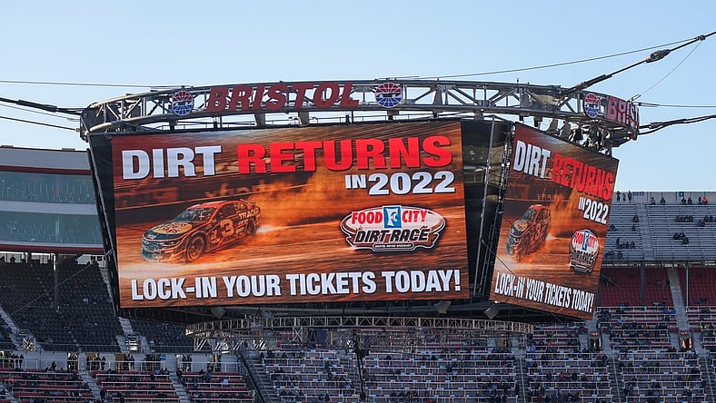Mar 29, 2021; Bristol, TN, USA; NASCAR announces that the Food City Dirt Race will return for 2022 during the Food City Dirt Race at Bristol Motor Speedway. Mandatory Credit: Randy Sartin-USA TODAY Sports