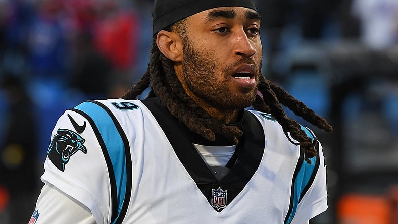 Dec 19, 2021; Orchard Park, New York, USA; Carolina Panthers cornerback Stephon Gilmore (9) following the game against the Buffalo Bills at Highmark Stadium. Mandatory Credit: Rich Barnes-USA TODAY Sports