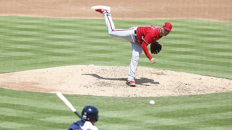 Mar 20, 2022; West Palm Beach, Florida, USA; Washington Nationals starting pitcher Anibal Sanchez (34) delivers a pitch in the third inning during spring training at The Ballpark of the Palm Beaches. Mandatory Credit: Rhona Wise-USA TODAY Sports